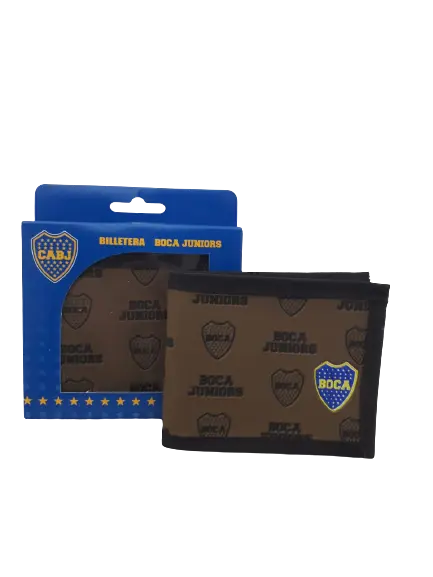 Billetera eco cuero Boca marrón oficial con caja
