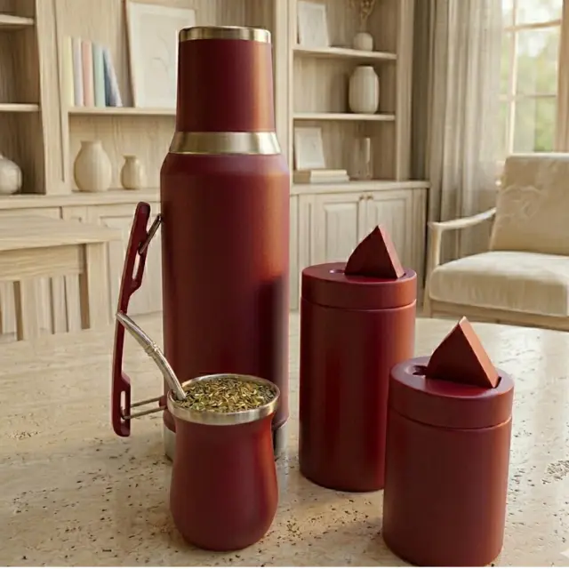 Set Matero caja con termo 1.2l yerbera azucarera mate y bombilla 2