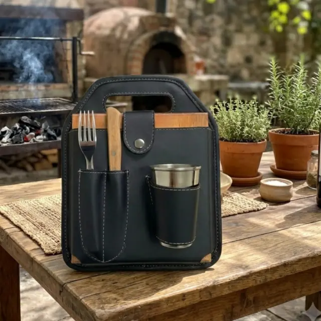 Set de asado rigido con vaso
