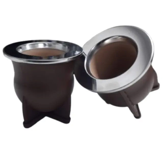 Mate camionero negro pvc con virola de acero