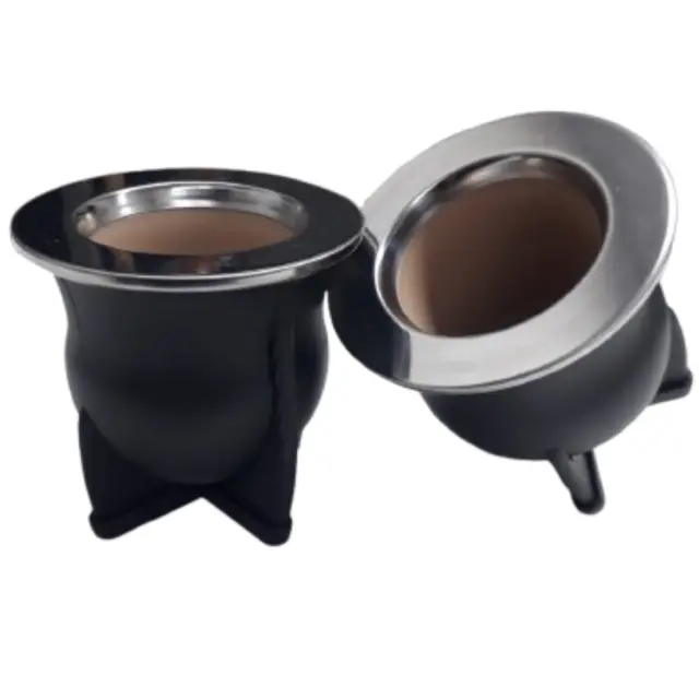 Mate camionero negro pvc con virola de acero