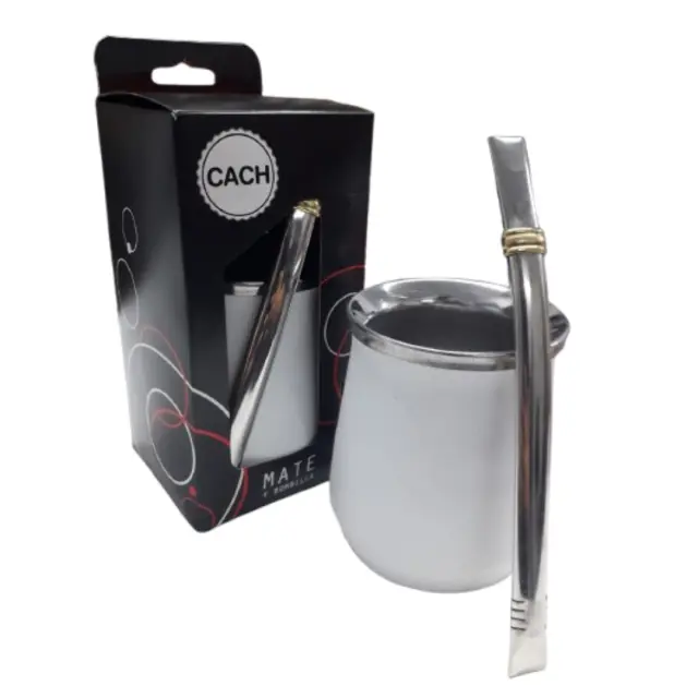 Pack “CACH” mate simil negro con bombilla acero 2