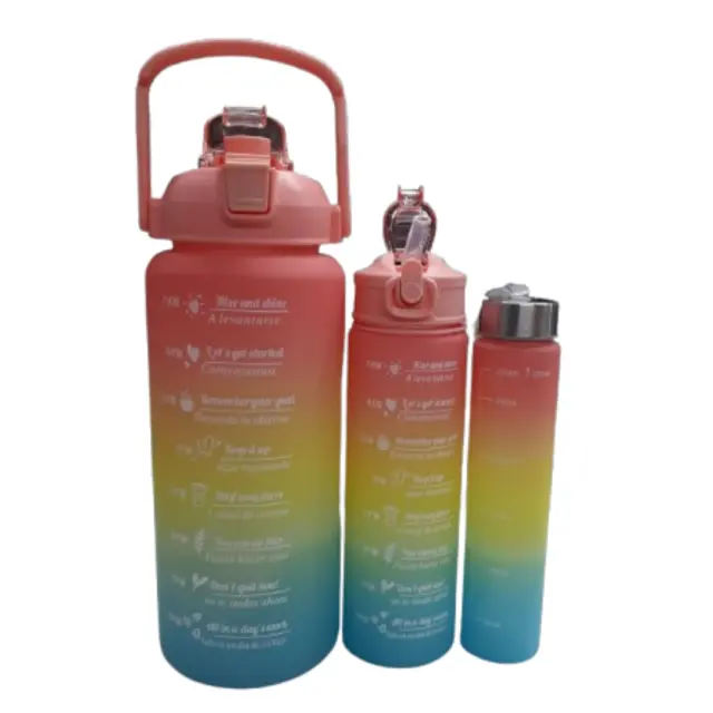 Set de 3 botellas motivacionales tricolor
