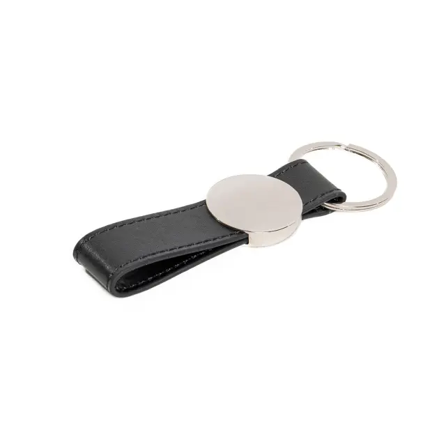 Llavero metal circular con simil cuero