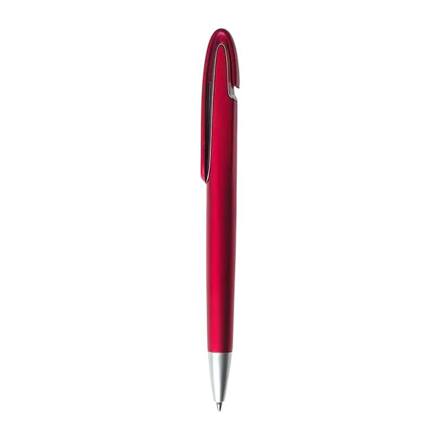 Bolígrafo retractil clip curvo.