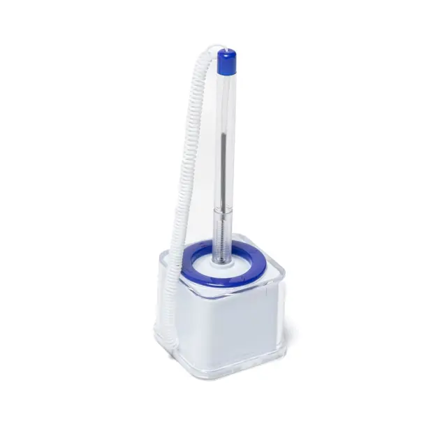 Bolígrafo con base y cable de sujeción